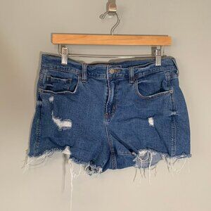 Old Navy boyfriend distressed fringe super short booty‎ denim jean shorts